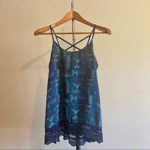 Mossimo Blue Spaghetti Strap Tank Top Size L